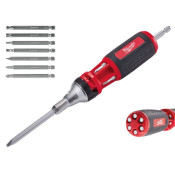 Șurubelniță Multi-Bit cu clichet Milwaukee, Universală 9-in-1, PH1 / PH2 / PZ1 / PZ2 / TX15 / TX20 / SL0,8 x 5,5 mm