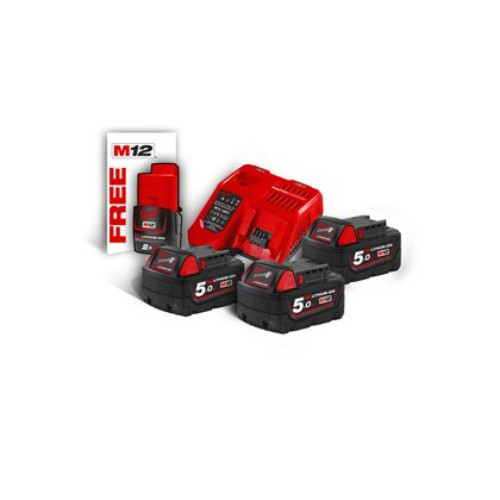 Set 3 acumulatori M18 5Ah, un acumulator M12 2Ah si un încărcător M12-18 FC