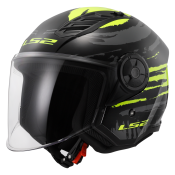 LS2 OF616 AIRFLOW II BRUSH BLACK H-V YELLOW-06 XS