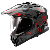 LS2 MX702 PIONEER II CRAZY BLACK RED-06 XS