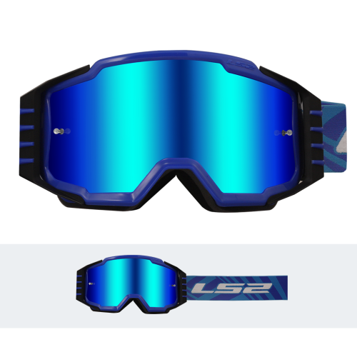 LS2 CHARGER PRO GOGGLE BLUE WITH IRIDIUM VISOR