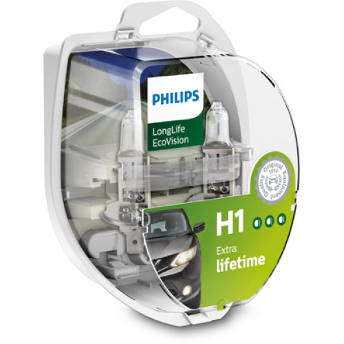 Set 2 becuri H1 12V 55W Long Life Ecovision Philips