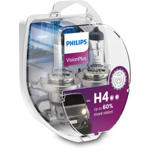 Set 2 becuri H4 12V 60/55W VisionPlus Philips