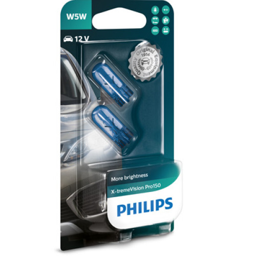 Set 2 becuri W5W 12V 5W X-tremeVision Pro150 Philips-blister