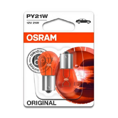 Set 2 becuri PY21W 12V 21W Galben Osram-blister