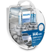 set 2 becuri H4 12V 60/55W WhiteVision Ultra Philips