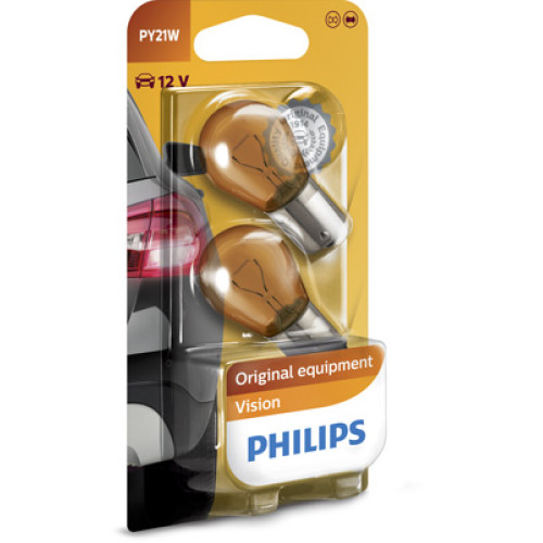 Set 2 becuri PY21W 12V 21W Galben Philips-blister