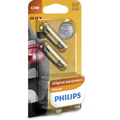 Set 2 becuri C5W 12V 5W Bec soffite Philips-blister
