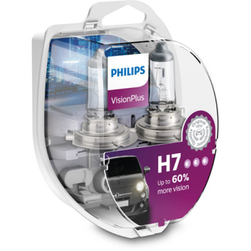Set 2 becuri H7 12V 55W VisionPlus Philips