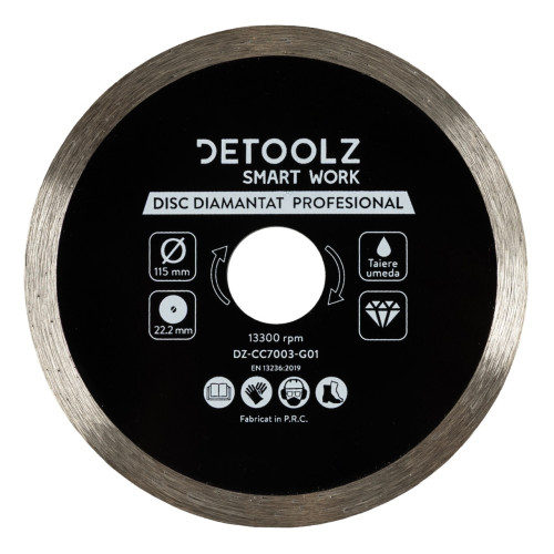 Disc diamantat continuu Detoolz 115x22.2mm, taiere umeda