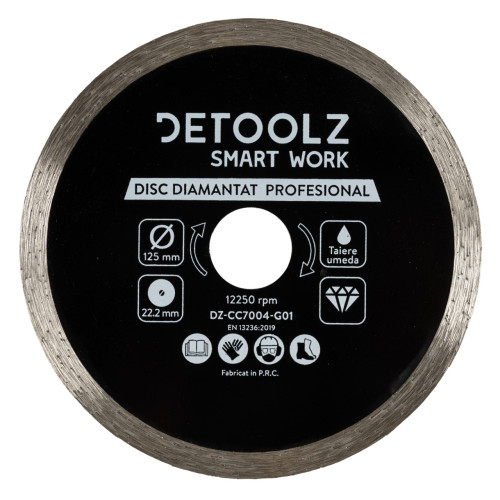 Disc diamantat continuu Detoolz 125x22.2mm, taiere umeda