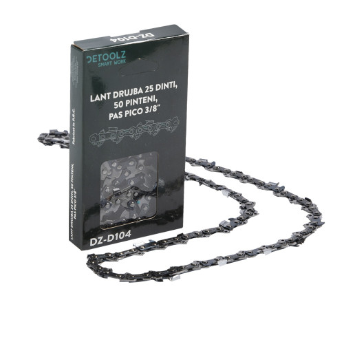 Lant drujba Detoolz, lungime 16'', pas 3/8'', grosime 1.3mm, 50 pinteni, 25 dinti, full chisel