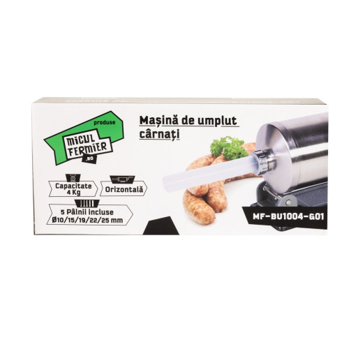 Masina de carnati Micul Fermier, 4 kg, orizontala cu 5 palnii