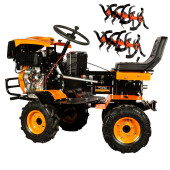 Motocultivator Ride-On Detoolz, 17CP, capacitate cilindrica 530 CC, motor 4 timpi, 4X4, 4 viteze, 2 cutii de viteze, pornire electrica