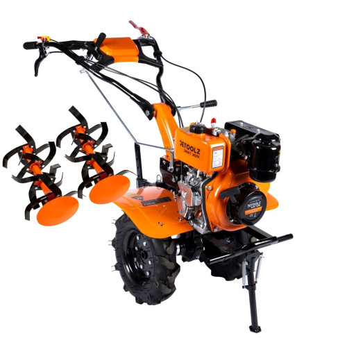 Motocultor DETOOLZ 7CP 280CC, motorina, 4T, 3 viteze, pornire manuala, cu roti