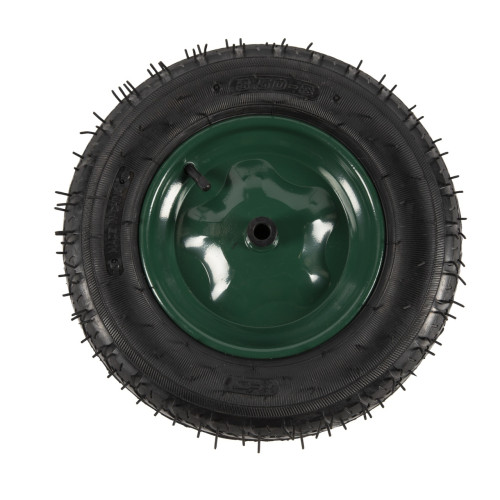 Roata roaba Micul Fermier 3.50-8, diametru ax 14mm, janta verde