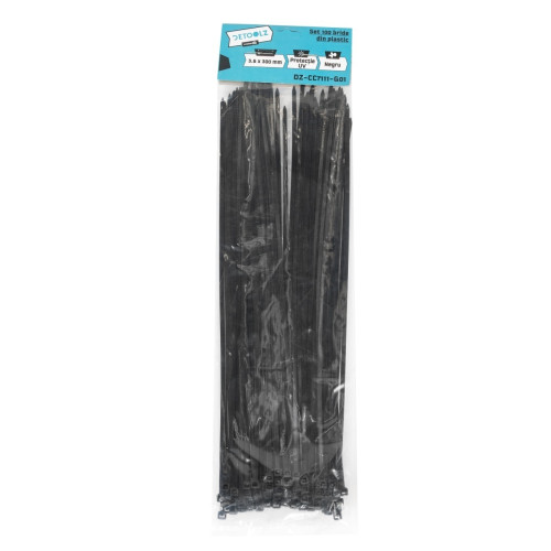 Set 100 bride plastic Detoolz 3.6x300mm UV NEGRU