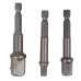 Set 3 adaptoare hexagonale Detoolz, patrat 1/4" - 3/8" - 1/2", material Cr-V