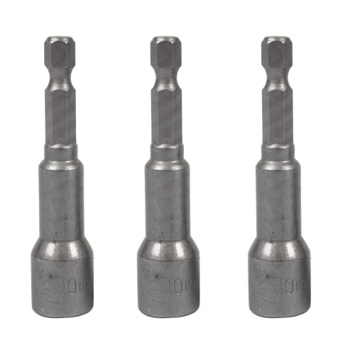 Set 3 tubulare Detoolz, prindere hexagonala 1/4", dimensiuni 10mm * 65mm, magnetice