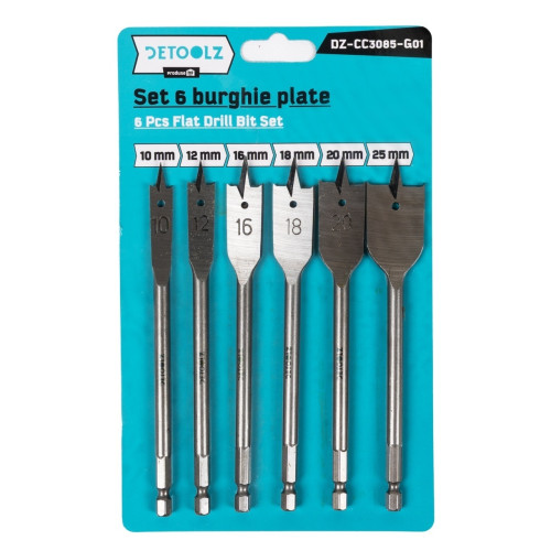 Set 6 burghie plate Detoolz, dimensiuni 10mm/12mm/16mm/18mm/20mm/25mm