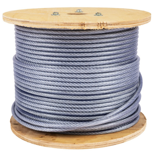 Tambur cablu otel zincat Micul Fermier, plastifiat, diametru 4-5.5mm, lungime 100m