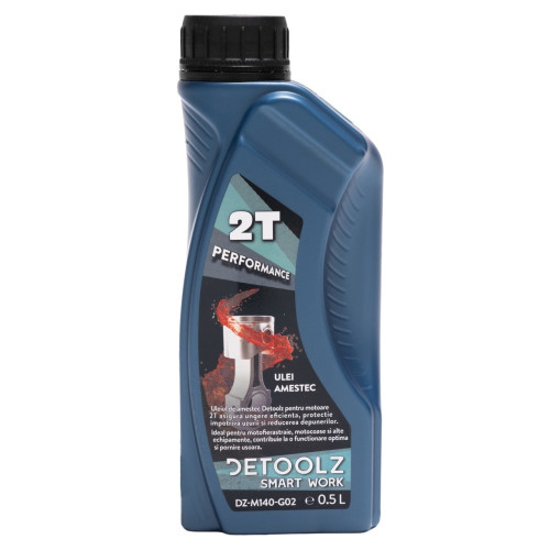 Ulei amestec 2T Detoolz, rosu 0.5L G02